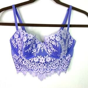 Victoria’s Secret Lace Purple Bra Mesh Zipper Back 32D
